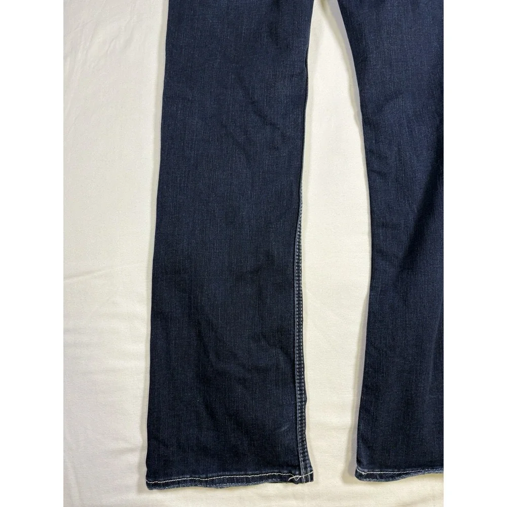 BKE Aiden Men's Jeans Size 27x30 Straight Leg Blue Denim Thick Stitch Buckle